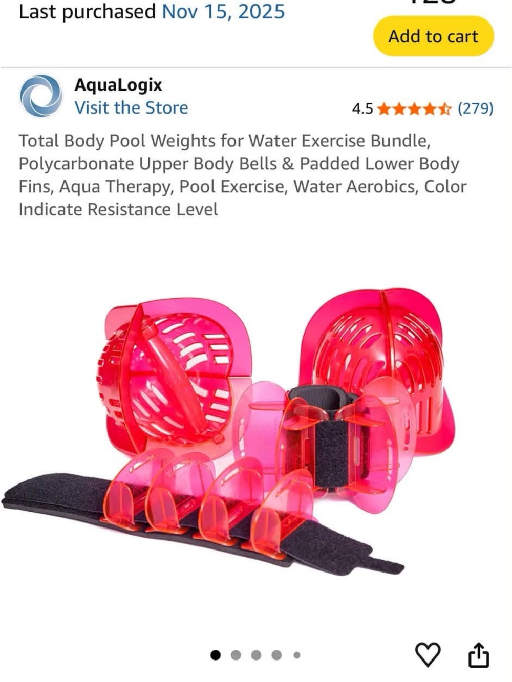 Pink Total Body Pool Weights and Fins Set